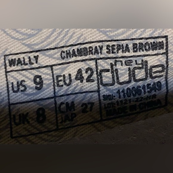 Men’s Hey Dude Wally size 9 Chambray Sepia Brown - Picture 5 of 5